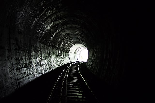 A typical two-horse-butt train tunnel.